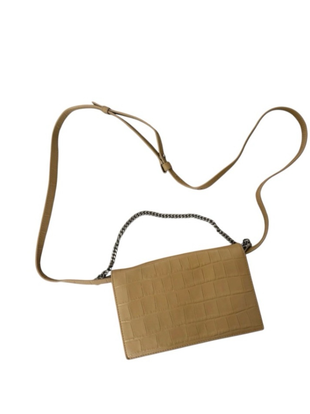 All Saints Fetch Croc Embossed Leather Chain Crossbody